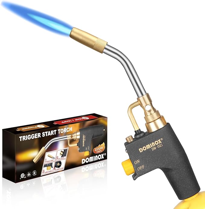 Propane Torch Head for Propane, Map, Mapp Tank, High Intensity Trigger Start Gas Torch, Map Gas Torch Kit for Ignition, Cooking, Lighting, Welding (Not Included Gas Tank)