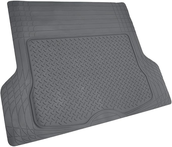 BDK Cat® CAMT-9014 (4-Piece) Large Deep Dish Rubber Car Floor Mats with Trunk Cargo Liner, Universal Trim to Fit Front & Rear Combo Set for Car Sedan SUV Van, Heavy Duty All Weather