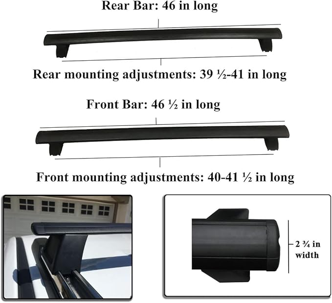 BRIGHTLINES Crossbars Roof Racks Luggage Racks Replacement for 2011-2021 Jeep Grand Cherokee with Grooved Metal Roof Side Rails
