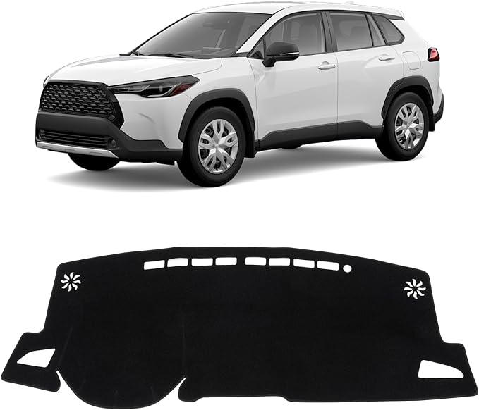 KUST Black Dash Cover for Toyota Corolla Cross 2022 2023 2024 2025 2026 (NOT fit Toyota Corolla) Polyester Dashboard Cover Non-Slip Interior Accessories for Corolla Cross No Glare