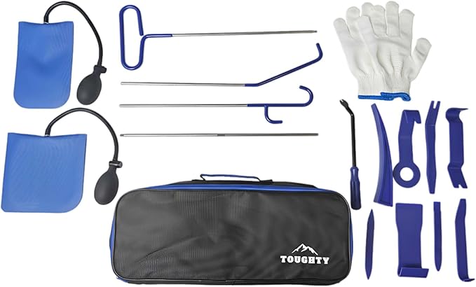 Toughty 17-Piece Repair Tool Set- Compact Stainless Steel Tool Kit with Carrying Tool Bag, Mini Portable Tools for Cars, Motorcycle & Home Repairs