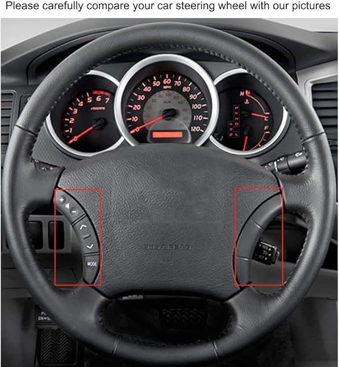 Loncky Leather Steering Wheel Cover for Toyota 4Runner 2003-2009 / Tacoma 2005-2011 /Tundra 2003-2006 /Sienna 2004-2010/Highlander 2004-2007 /Sequoia 2003-2007 /Camry 2005 2006 /Land Cruiser 2003-2007