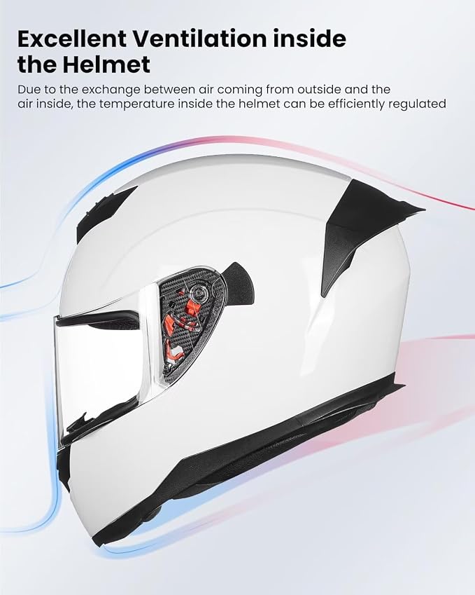 ILM Full Face Motorcycle Helmet for Motocross Street Bike DOT Certified 2 Visors Model-317(White, M)