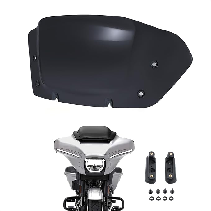10" Wave Windshield Windscreen Wind Splitter Compatible for Harley Street Glide FLHX 2024-2025, CVO Street Glide FLHXSE 2023-2025, FLHXU 2025 (Black)