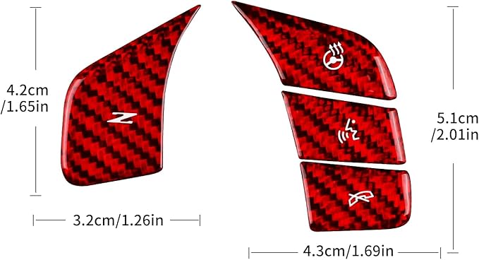 Hard Carbon Fiber, for Corvette C8 2020 2021 2022 2023 Accessories, Steering Wheel Voice Control Button Cover, 4Pcs Car Steering Wheel Button Sticker, with Heated Button
