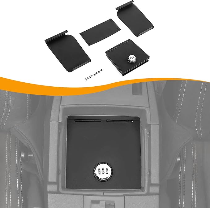 Hoolcar Center Console Armrest Locking Storage Box Armrest Organizer Gun Safe Box with Password Compatible with Jeep Wrangler JK JKU 2011-2017, Interior Accessories