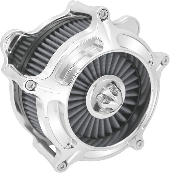 Air Cleaner Filter Aluminum Fit for Harley Touring Road King Street Glide Softail Sportster Dyna (Chrome Housing Grey Element, B For Touring 00-07,Softail 00-15,Dyna 00-17)
