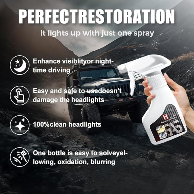 Automotive Headlamp Restoration Fluid Oxidized, Headlight Restoration Kit, Multifunctional Headlight Cleaner for Cloudy Headlights, Headlight Repair Kit for All Vehicle Types (1Set)