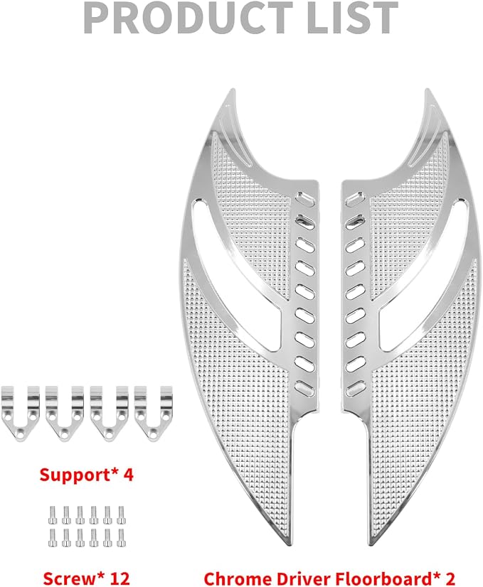 Motorcycle Driver Floorboard Front Rider Footboards Passenger Foot Pegs Brake Arm Pedal Lever Heel Toe Shift Levers Fit For Harley Touring Road King Street Glide Sportster Dyna (Chrome)
