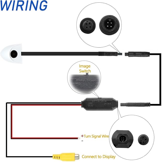 EWAY Car Door Blind Spot Side View Camera with 7 Inch TFT LCD Monitor Side Mount Backup Cameras for Truck 5th Wheel Camper Trailer RV Auto Safety - Tape Monitor with Remote Control