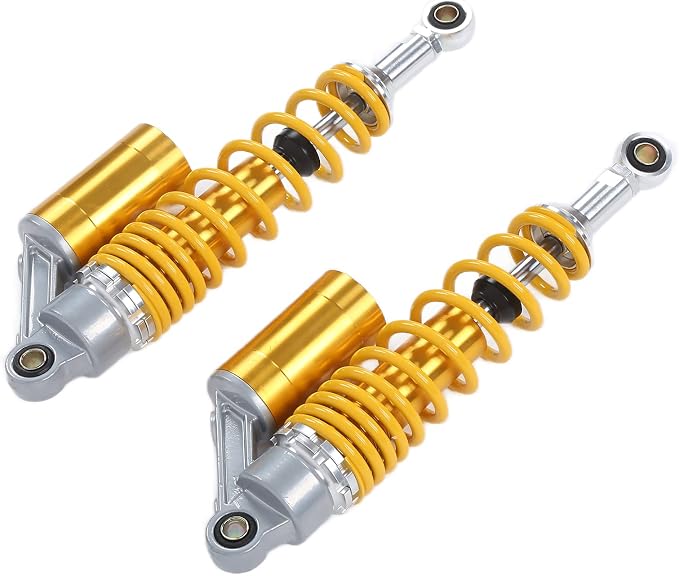 Pair 13.5 Inch Aluminum Motorcycle Shock Absorbers, Universal Smooth All alloy Comfy Damper for ATV Go Kart Quad Dirt Sport Bikes (Yellow