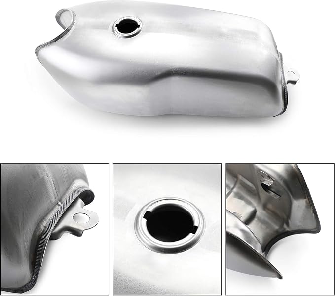 2.4 Gallon (9L) Motorcycle Gas Tank - Unpainted Universal Steel Blank for Cafe Racer, Modification Required, For Honda CB For Yamaha RD For Suzuki GS For BMW (Raw Custom Finish)