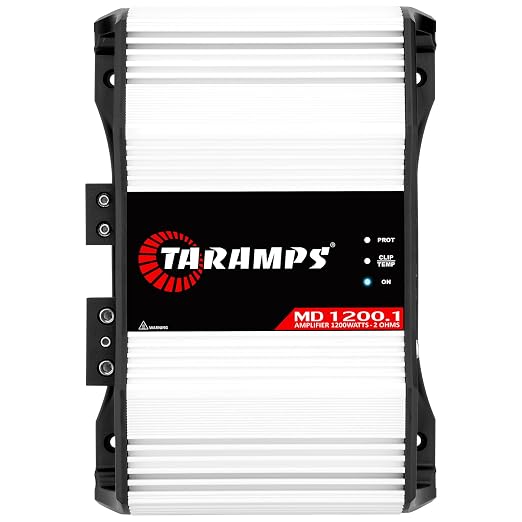Taramps MD 1200.1 Amplifier 2 Ohms 1200 Watts RMS 1 Channel Full Range Car Audio System, Monoblock, LED Monitor Indicator, Class D Great for Subwoofer