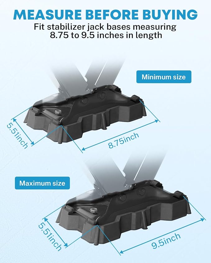 Kohree 4 Pack RV Stabilizer Jack Pads, Sturdy RV Leveling Scissor Jack Block, Stabilizer Pad Solid Rubber Protection Foot for 8.75"-9.5" Length RV Stabilizer Jack, Black