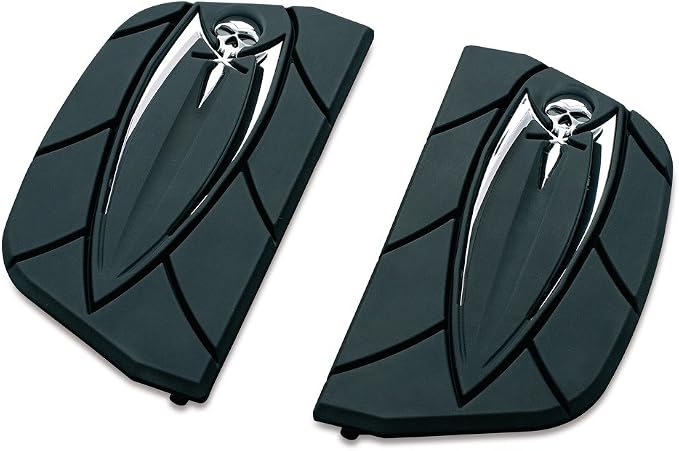 Kuryakyn 4572 Motorcycle Foot Control Component: Zombie Skull Passenger Board Floorboard Covers for 1986-2019 Harley-Davidson Motorcycles, Chrome, 1 Pair , Black