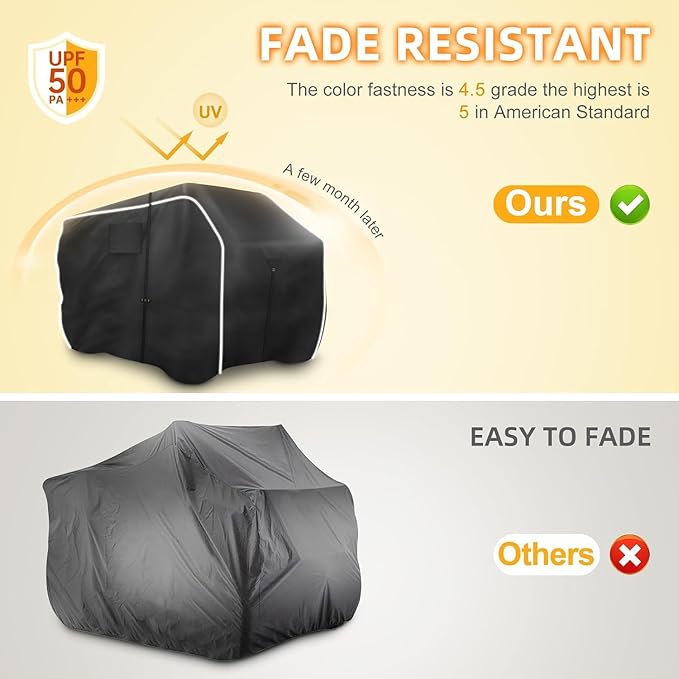 600D ATV Cover, Waterproof & Windproof 4 Wheeler Covers Outdoor Storage, Heavy Duty Quad Wheeler Cover Accessories Fit for Polaris Suzuki Honda, 85" L x 50" W x 42" H, Black