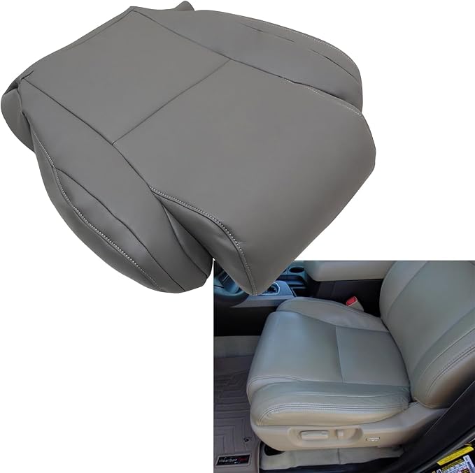 SecosAutoparts Driver & Passenger Side Bottom & Top Replacement Leather Seat Covers Gray Compatible with Toyota Tundra 2007 2008 2009 2010 2011 2012 2013
