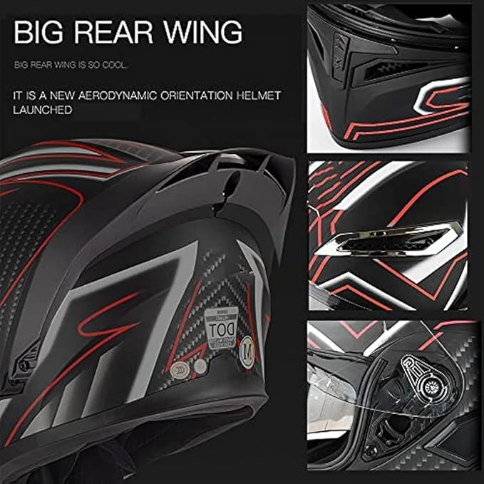 Full Face Motorcycle Bluetooth Helmets DOT Approved for Men Women Adults, Dual Visors Flip up Modular Bluetooth Integrated Motorcycle Helmet