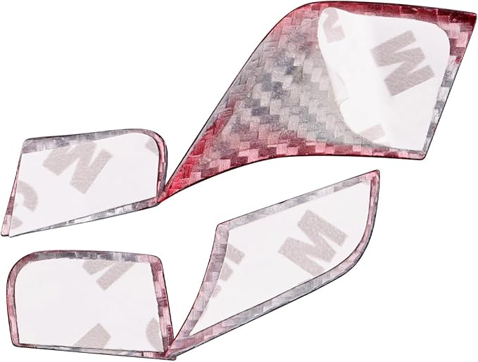 Real Carbon Fiber Steering Wheel Button Covers - 4PCS for Corvette C8 2024 2025 Carbon Fiber Accessories, Durable Anti-Scratch Protective Accessories (Without Heating Button, Red)