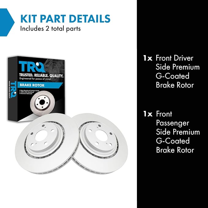 TRQ Front Brake Rotors Set Vented Premium G-Coated Compatible with 2015-2017 Lexus NX200t 2018-2021 NX300 2015-2021 NX300h 2010-2015 RX350 RX450h 2008-2019 Toyota Highlander 2011-2020 Sienna