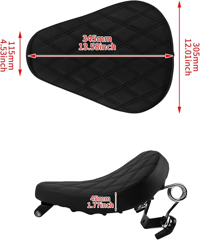 Motorcycle Solo Seat Rider Leather Seat with Spring Bracket Fit for Harley Sportster XL 883 XL1200 2010-2022 (Rhombic Style)