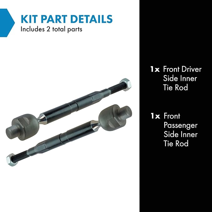 TRQ Front Inner Tie Rod Set 2 Piece Compatible with 2007-2011 Honda CR-V