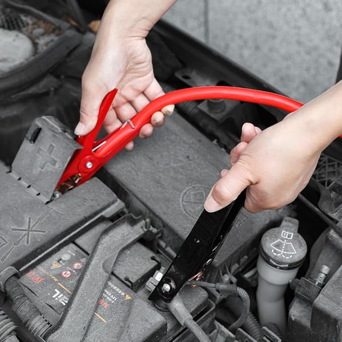 Justin Case Smart 16 Foot 6 Gauge Heavy-Duty Jumper Cables with Integrated Built-In Voltage Meter & 365 Days of Roadside Assistance