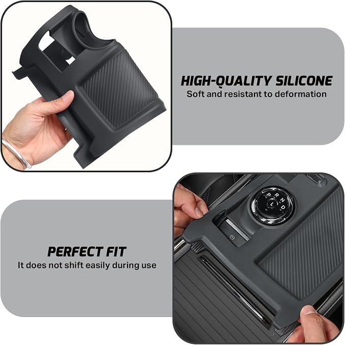 for 2022 2023 2024 2025 Ford Fusion Car Gear Shift Panel Trim Cover Silicone Center Console Waterproof Coaster Black Wireless Charging Protective Pad Automotive Interior Accessories