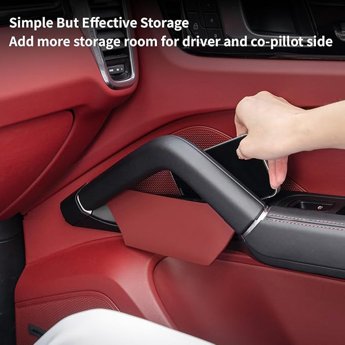 4PC Car Door Side Organizer Tray for Porsche Cayenne Accessories 2018-2026, Front Rear Door Side Insert Storage Box for Phone Keys Cards (Red for Cayenne 2018-2026)