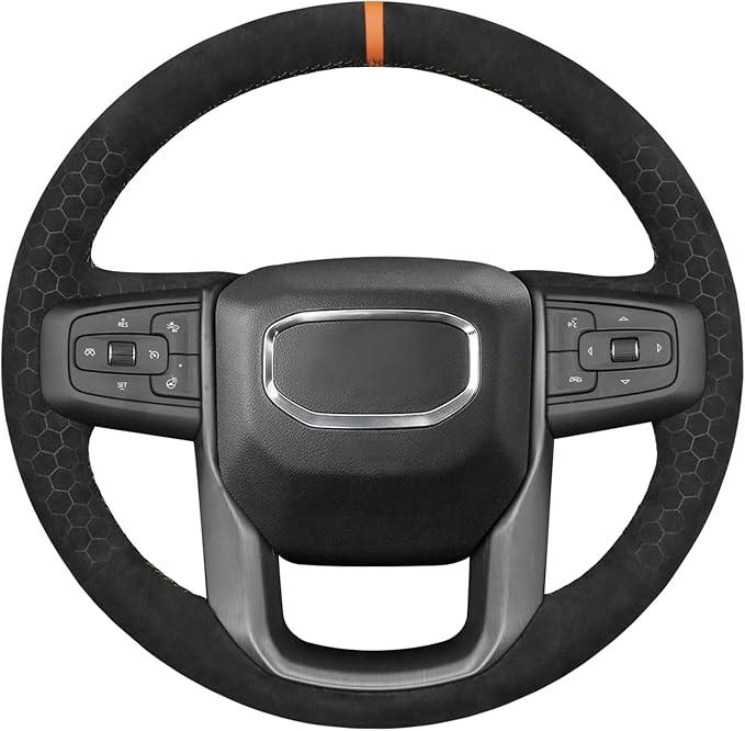 MEWANT DIY Stitching Car Steering Wheel Protector Wrap Cover for GMC Sierra 1500 2019-2023 / Sierra 1500 Limited 2022 / Sierra 2500 2020-2024 / Sierra 3500 2020-2024 / Yukon (XL) 2021-2023 Accessories