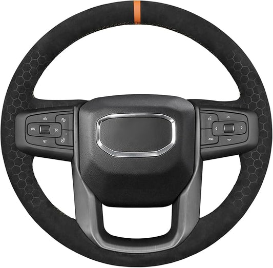 MEWANT DIY Stitching Car Steering Wheel Protector Wrap Cover for GMC Sierra 1500 2019-2023 / Sierra 1500 Limited 2022 / Sierra 2500 2020-2024 / Sierra 3500 2020-2024 / Yukon (XL) 2021-2023 Accessories