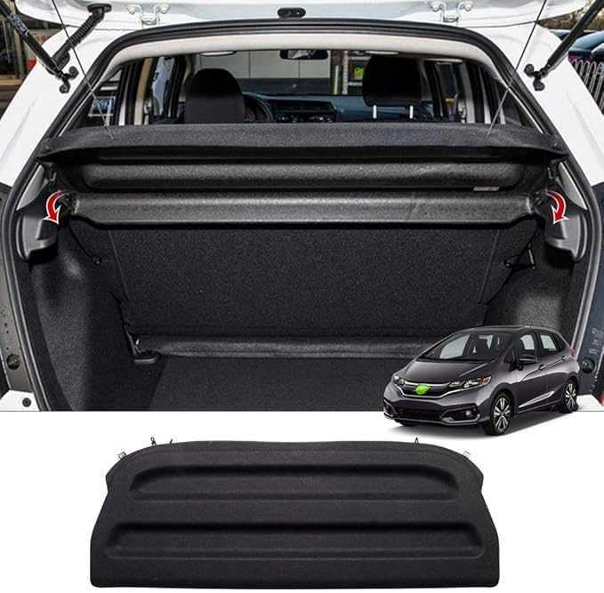 Powerty Cargo Cover for 2015-2019 2020 Honda Fit Accessories Retractable Trunk Cover Security Cover Shielding Cargo Luggage Cover Black