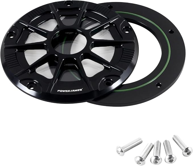 POWER JAMES Black 7.7" Visible Derby Cover Primary Clutch Cover with Tranparent Acrylic PC Glass Fits for Harley Davidson 2016-2024 Touring FLHX, FLHR, FLTR (Black)