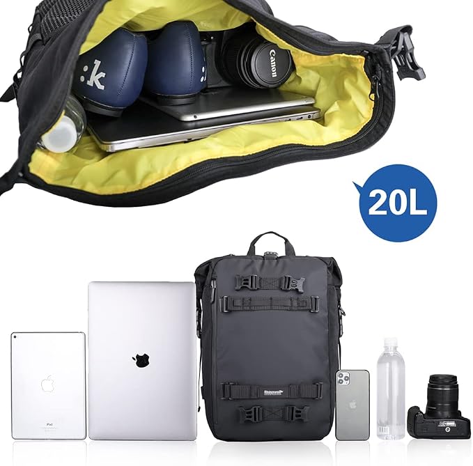 Rhinowalk Motorcycle Tail Bag 20L Motor Travel Luggage Waterproof Motorbike Rear Rack Trunk Storage Bag - Black