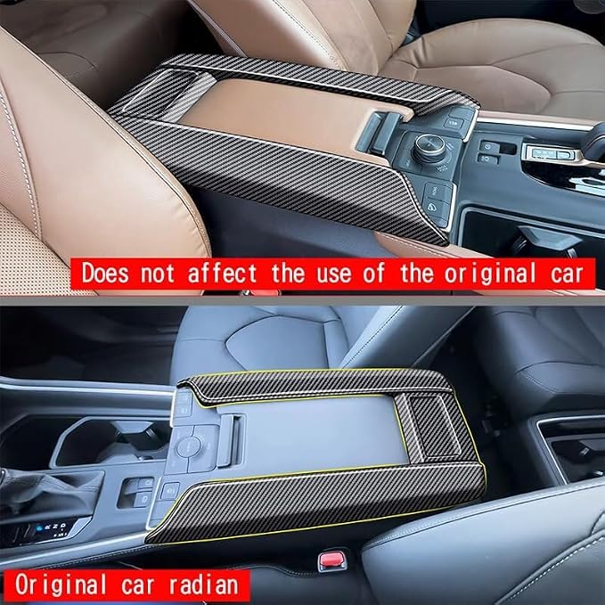 Armrest Box Panel Cover Interior Modifications Compatible with Toyota Grand Highlander 2024 2025 2026 Fit for 2024-2026 Grand Highlander ABS Accessories(Carbon Fiber)