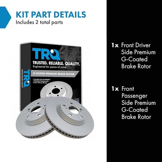 TRQ Front Brake Rotor Set Coated Compatible with 08-18 Toyota Avalon 07-17 Camry 09-18 RAV4 Japan Built Models 1st VIN Digit J 07-18 Lexus ES350 13-18 ES300h