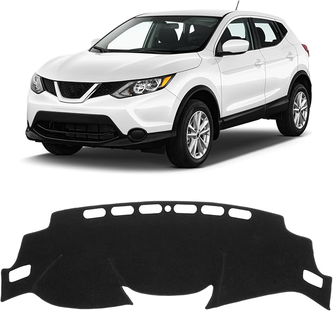 KUST Black Dash Cover for Nissan Rogue (Only T32) 2014-2020 / Rogue Sport 2017-2022 Polyester Dashboard Cover Non-Slip Center Interior Accessories for Rogue (Sport) Glare Black(No Rogue Select)