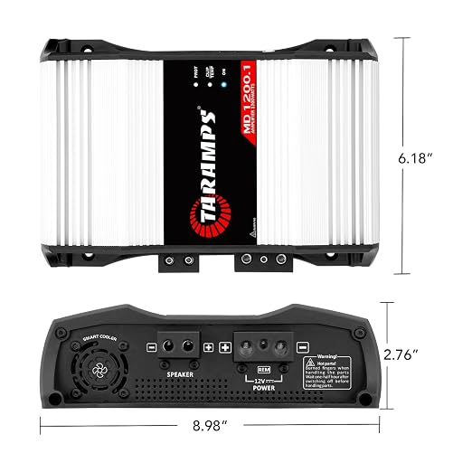 Taramps MD 1200.1 Amplifier 2 Ohms 1200 Watts RMS 1 Channel Full Range Car Audio System, Monoblock, LED Monitor Indicator, Class D Great for Subwoofer