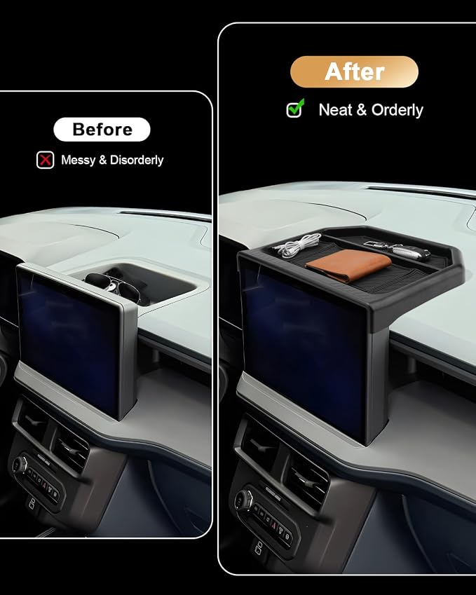 2026 Maverick Dash Console Organizer - Upgrade Behind Screen Organizer with Flip-Top For 2025-2026 Ford Maverick(XL/XLT/Lobo/Lariat/Tremor) Accessories Dashboard Storage Behind 13.2-Inch Touchscreen