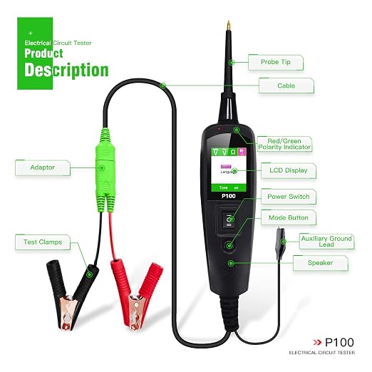 TopDiag P100 Automotive Circuit Tester 12V 24V Tester, Car Electrical Test Tool Kit AC DC Digital Voltage Tester, Auto Diagnostic Kit (P100 10M)
