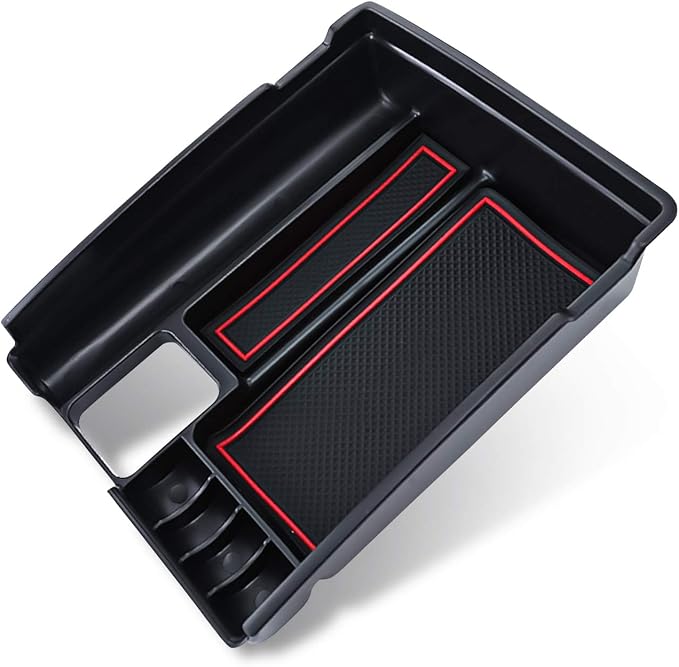 LUWU Rogue Center Console Organizer for 2014 2015 2016 2017 2018 2020 N issan Rogue Accessories Armrest Console Storage Box Insert Tray ABS Material Red-Trim