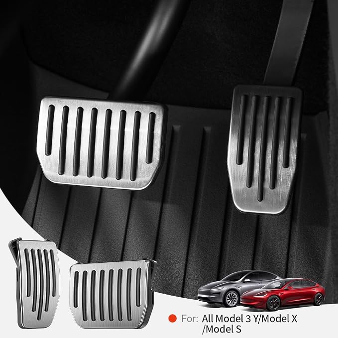YONZEE Pedal Covers for Tesla Model Y Juniper 2025-2026 and Model 3 Highland 2024-2026, Fits Model Y/3 2016-2026, 304 Stainless Steel Brake and Accelerator Pedals, Non-Slip Accessories