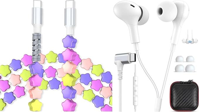 USB C Headphones,60W Beaded USB-C Fast Charger Cable for Samsung S26 Ultra S25 FE A17 A16,USB-C to Type C PD Charge Cable Fast Charging Cord for iPhone 17 Pro Max 17e 16e 16 15 Pixel 10a 9a 8 School