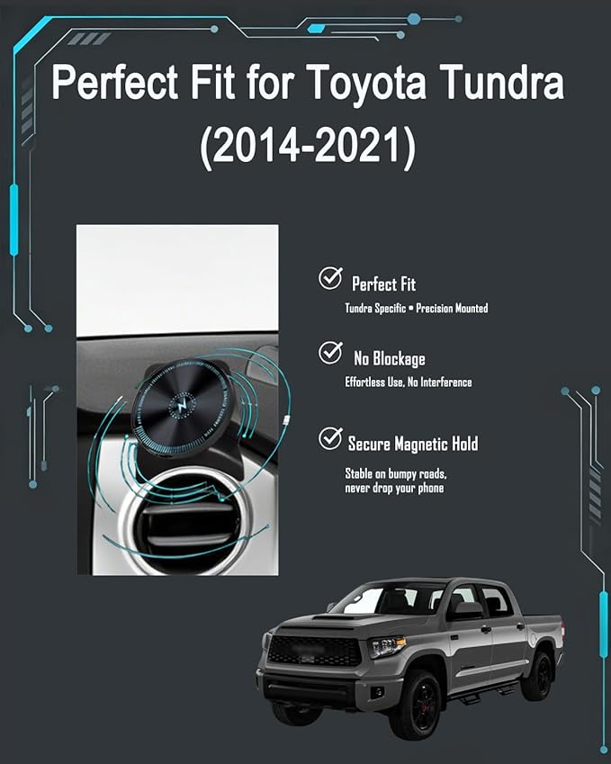 for Toyota Tundra Magnetic Wireless Charging Phone Mount Made for Toyota Tundra 2014-2021