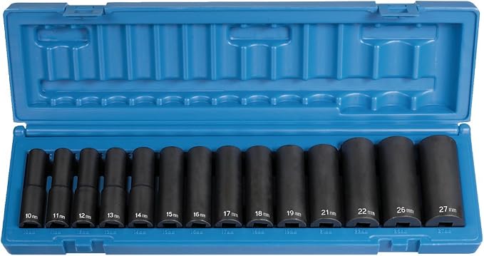 Grey Pneumatic Corp 1412MD 1/2'' Drive Deep Length Metric Set - 14 Piece