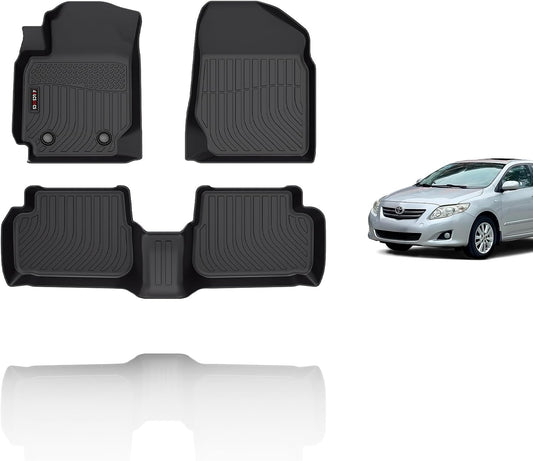KELCSEECS Floor Mats Custom for 2003 2004 2005 2006 2007 2008 Corolla Sedan Waterproof Car Mats All-Weather Guard Floor Liners Automotive for Front and Rear Row Corolla Accessories Black