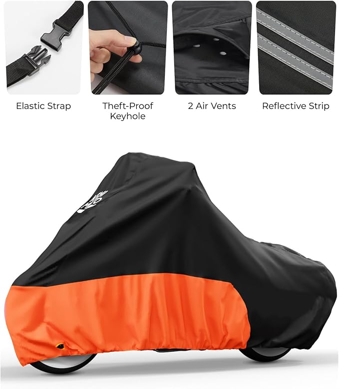 KEMIMOTO Heavy Duty 420D Motorcycle Cover Waterproof Compatible with Softail Dyna Models Standard Heritage Classic 114 Shadow Cruiser Cover Outdoor All Weather Protect from Dust Sunlight Rain