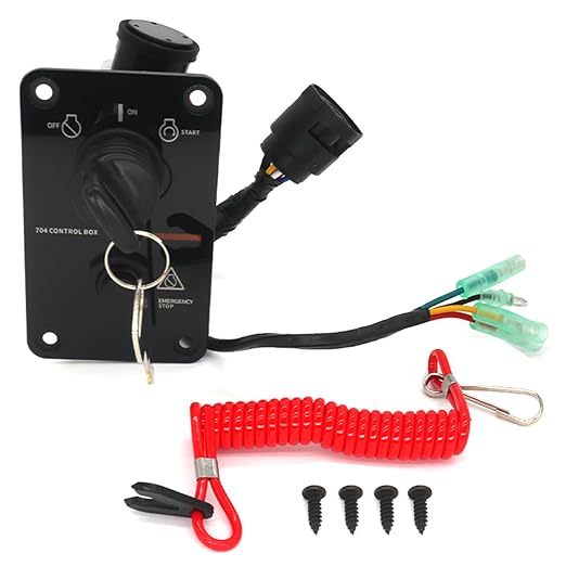 704-82570 Single Engine Key Switch Panel Assembly for Yamaha Outboard Model | Replaces 704-82570-12-00, 704-82570-08-00, 704-82570-01-00, Fits Yamaha 2 Stroke & 4 Stroke mechanical shift outboard motors