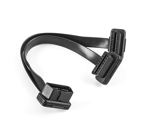 YPP Low Profile OBD 2 Connector 26AWG Thick and Safe Male to Dual Female Flexible Splitter Y Cable 16pins 1ft/30cm for Code Reader & GPS & All OBDii Device