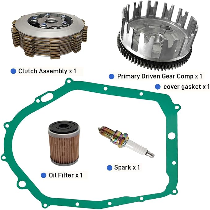Clutch Kit Assembly & Basket Gasket Compatible with Yamaha Warrior 350 Big Bear 350 4x4 Big Bear 350 2x4 Kodiak 400 Raptor 350 Moto-4 350 1987-2013